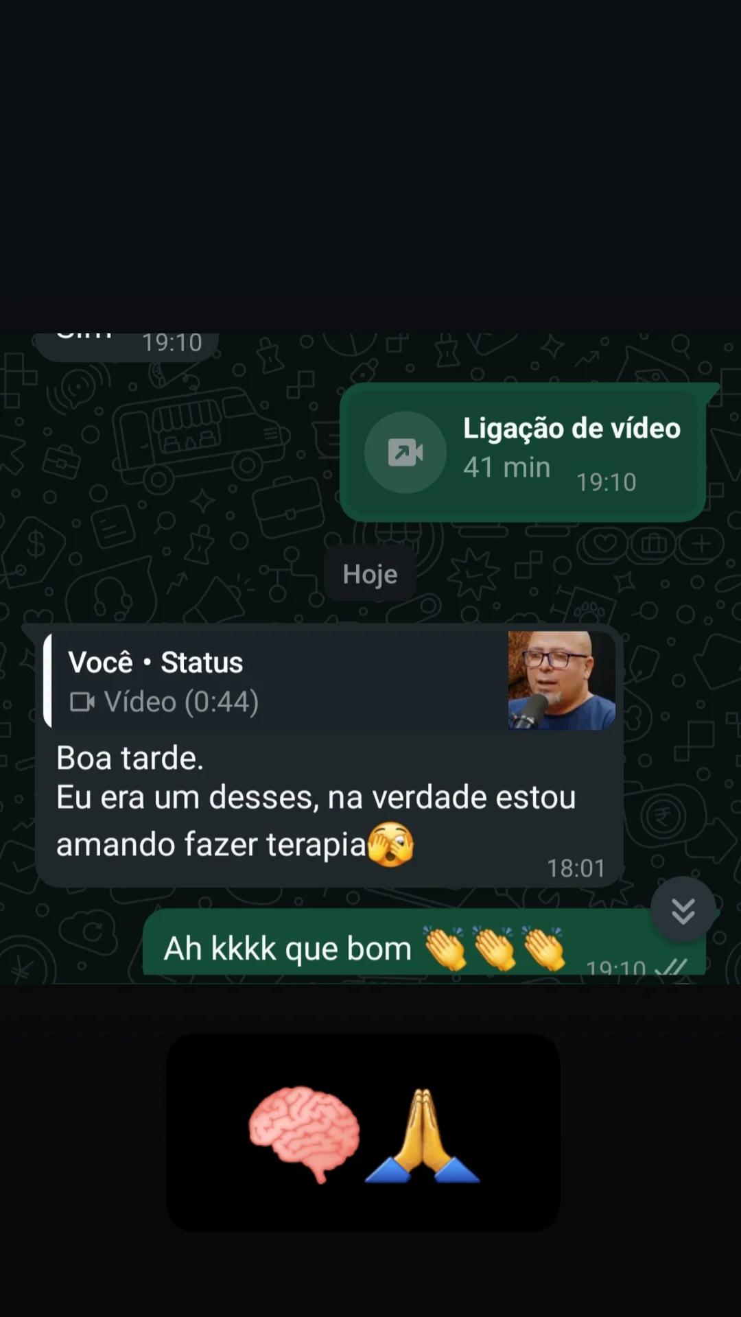 Depoimento de gratidão pelo processo de terapia